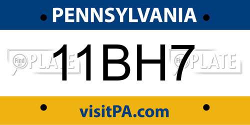 11BH7 Pennsylvania License Plate