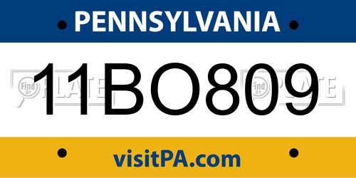 11BO809 Pennsylvania License Plate