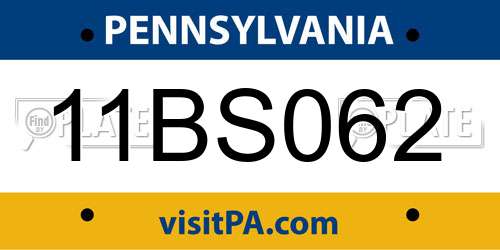 11BS062 Pennsylvania License Plate