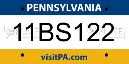11BS122 Pennsylvania License Plate
