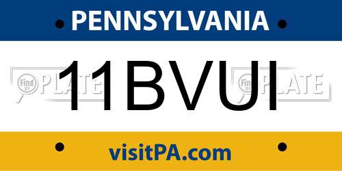 11BVUI Pennsylvania License Plate