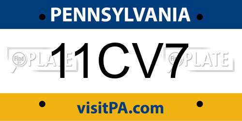 11CV7 Pennsylvania License Plate