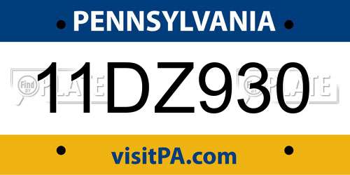 11DZ930 Pennsylvania License Plate