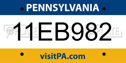 11EB982 Pennsylvania License Plate