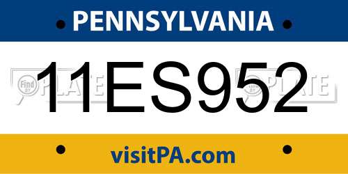 11ES952 Pennsylvania License Plate