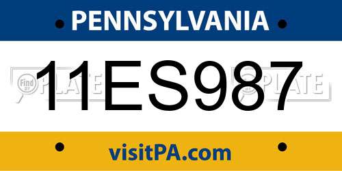 11ES987 Pennsylvania License Plate