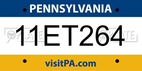 11ET264 Pennsylvania License Plate