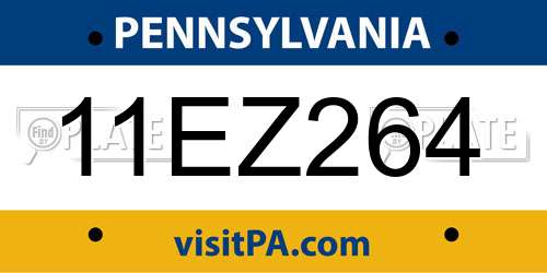 11EZ264 Pennsylvania License Plate