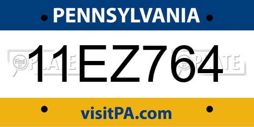 11EZ764 Pennsylvania License Plate