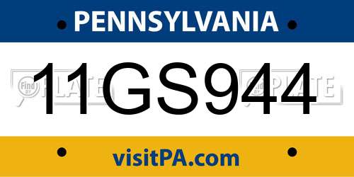 11GS944 Pennsylvania License Plate