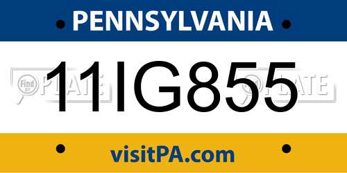 11IG855 Pennsylvania License Plate