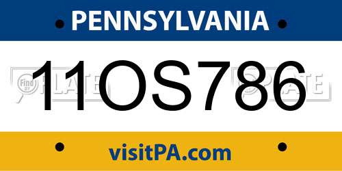 11OS786 Pennsylvania License Plate