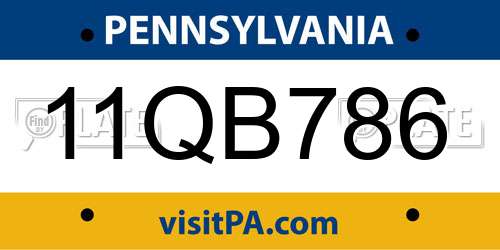 11QB786 Pennsylvania License Plate
