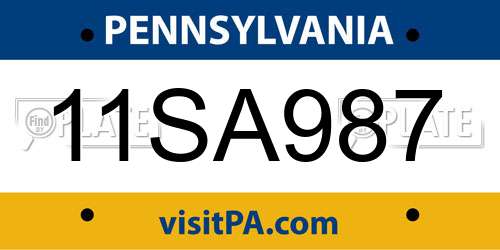 11SA987 Pennsylvania License Plate