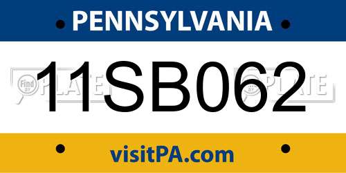 11SB062 Pennsylvania License Plate