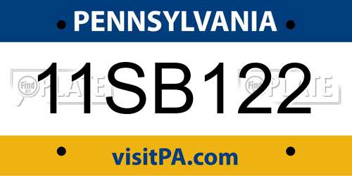 11SB122 Pennsylvania License Plate