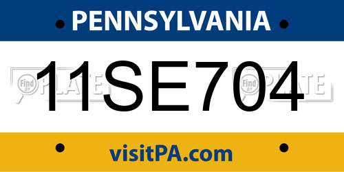 11SE704 Pennsylvania License Plate