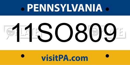 11SO809 Pennsylvania License Plate