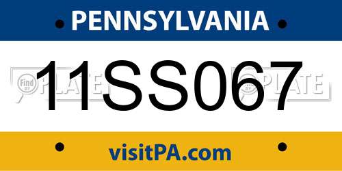11SS067 Pennsylvania License Plate