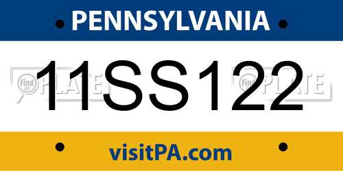 11SS122 Pennsylvania License Plate