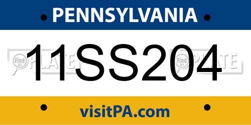 11SS204 Pennsylvania License Plate