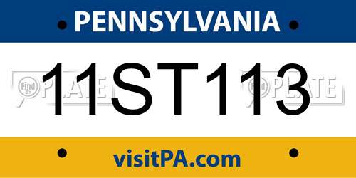 11ST113 Pennsylvania License Plate