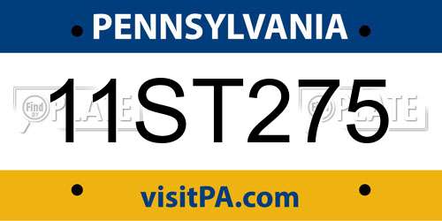 11ST275 Pennsylvania License Plate