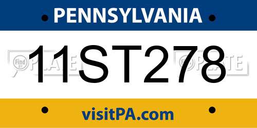 11ST278 Pennsylvania License Plate
