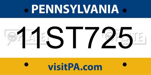 11ST725 Pennsylvania License Plate