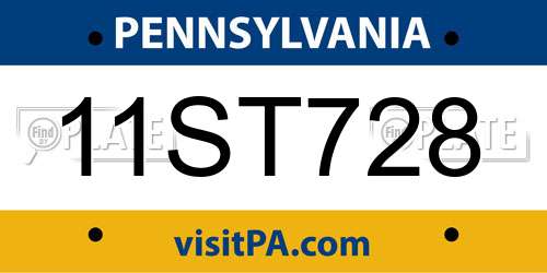 11ST728 Pennsylvania License Plate