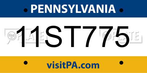 11ST775 Pennsylvania License Plate