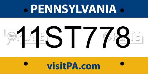 11ST778 Pennsylvania License Plate