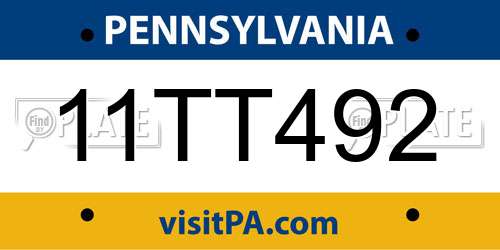 11TT492 Pennsylvania License Plate