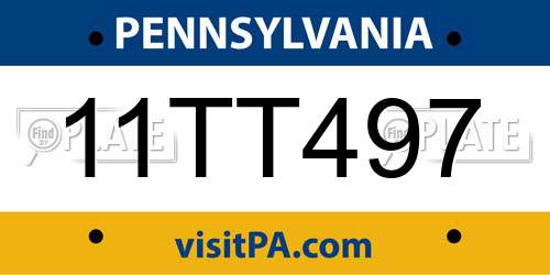 11TT497 Pennsylvania License Plate