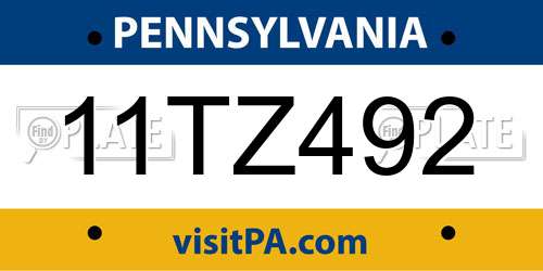 11TZ492 Pennsylvania License Plate
