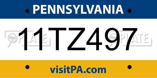 11TZ497 Pennsylvania License Plate