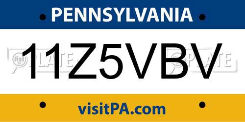 11Z5VBV Pennsylvania License Plate