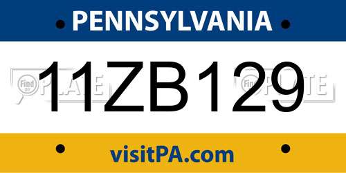 11ZB129 Pennsylvania License Plate