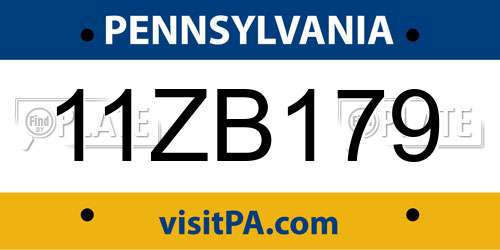 11ZB179 Pennsylvania License Plate
