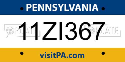 11ZI367 Pennsylvania License Plate