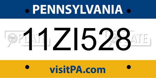 11ZI528 Pennsylvania License Plate