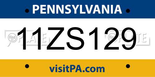 11ZS129 Pennsylvania License Plate