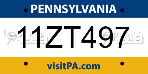 11ZT497 Pennsylvania License Plate