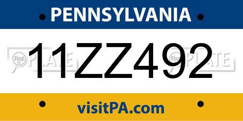 11ZZ492 Pennsylvania License Plate