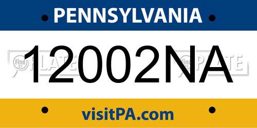 12002NA Pennsylvania License Plate