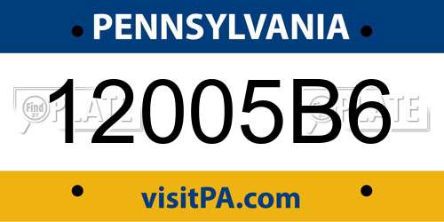 12005B6 Pennsylvania License Plate