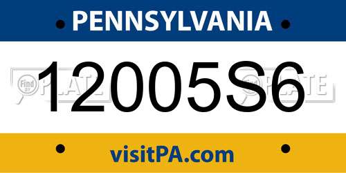 12005S6 Pennsylvania License Plate