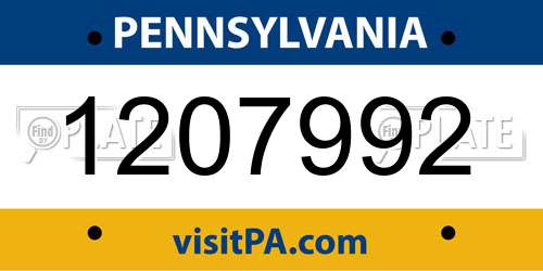 1207992 Pennsylvania License Plate