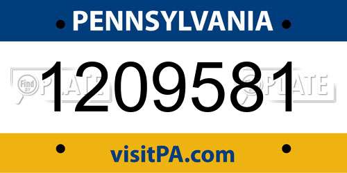 1209581 Pennsylvania License Plate