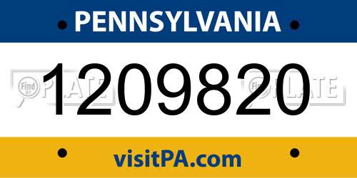 1209820 Pennsylvania License Plate